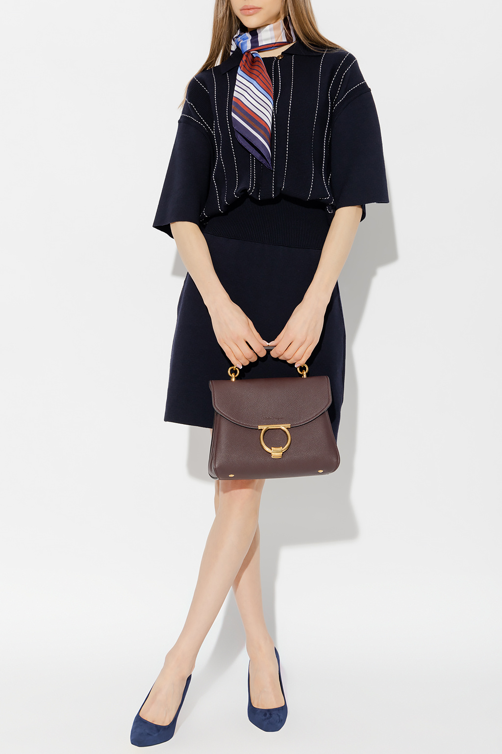 【関税&送料込】Salvatore Ferragamo Chocolate Cady Dress Women's Viscose stretch cady long dress | FERRAGAMO | 24S